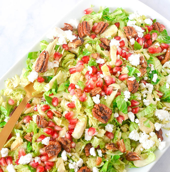 Brussels Sprout Salad With Pomegranates and Candied Pecans