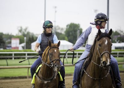 Vicki Oliver, the 18th female trainer to make it to Derby, on Kentucky-bred colt, Hidden Stash.